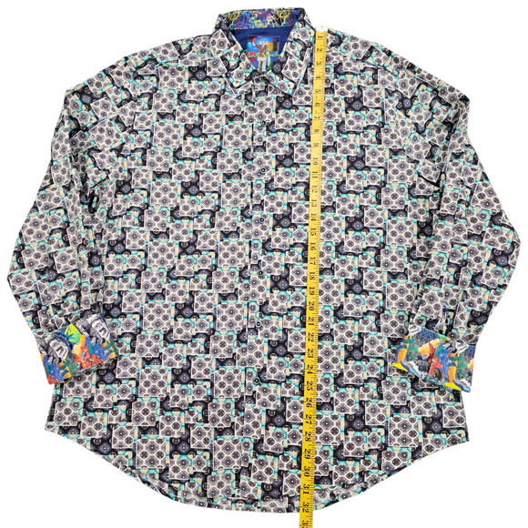 Robert Graham Shirt Mens 2XL Multicolor Geometric Button Down Long Sleeve Flip - Picture 13 of 16